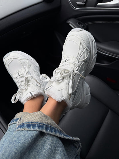 Platform Sneakers With Faux Fur Lining