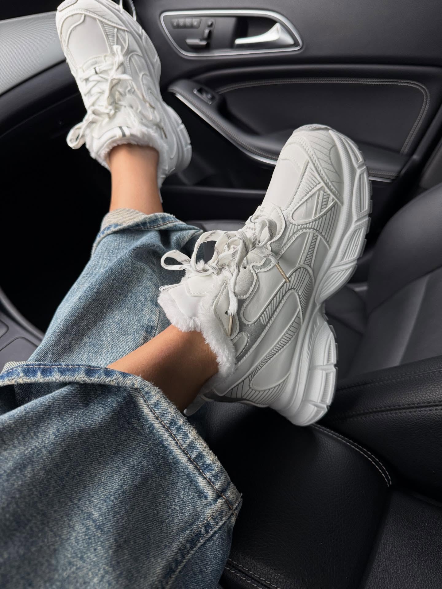 Platform Sneakers With Faux Fur Lining