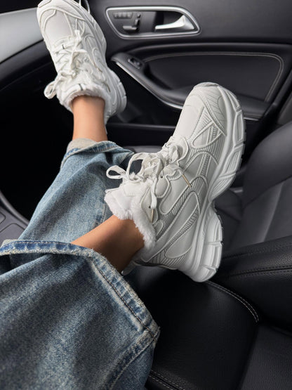Platform Sneakers With Faux Fur Lining