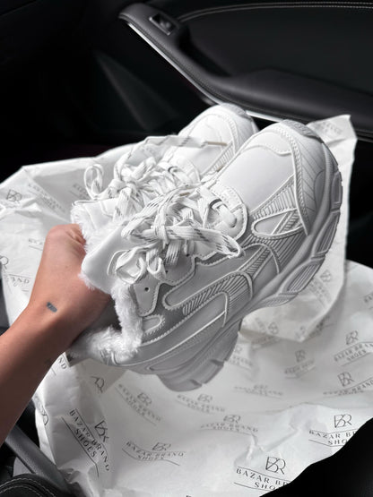 Platform Sneakers With Faux Fur Lining