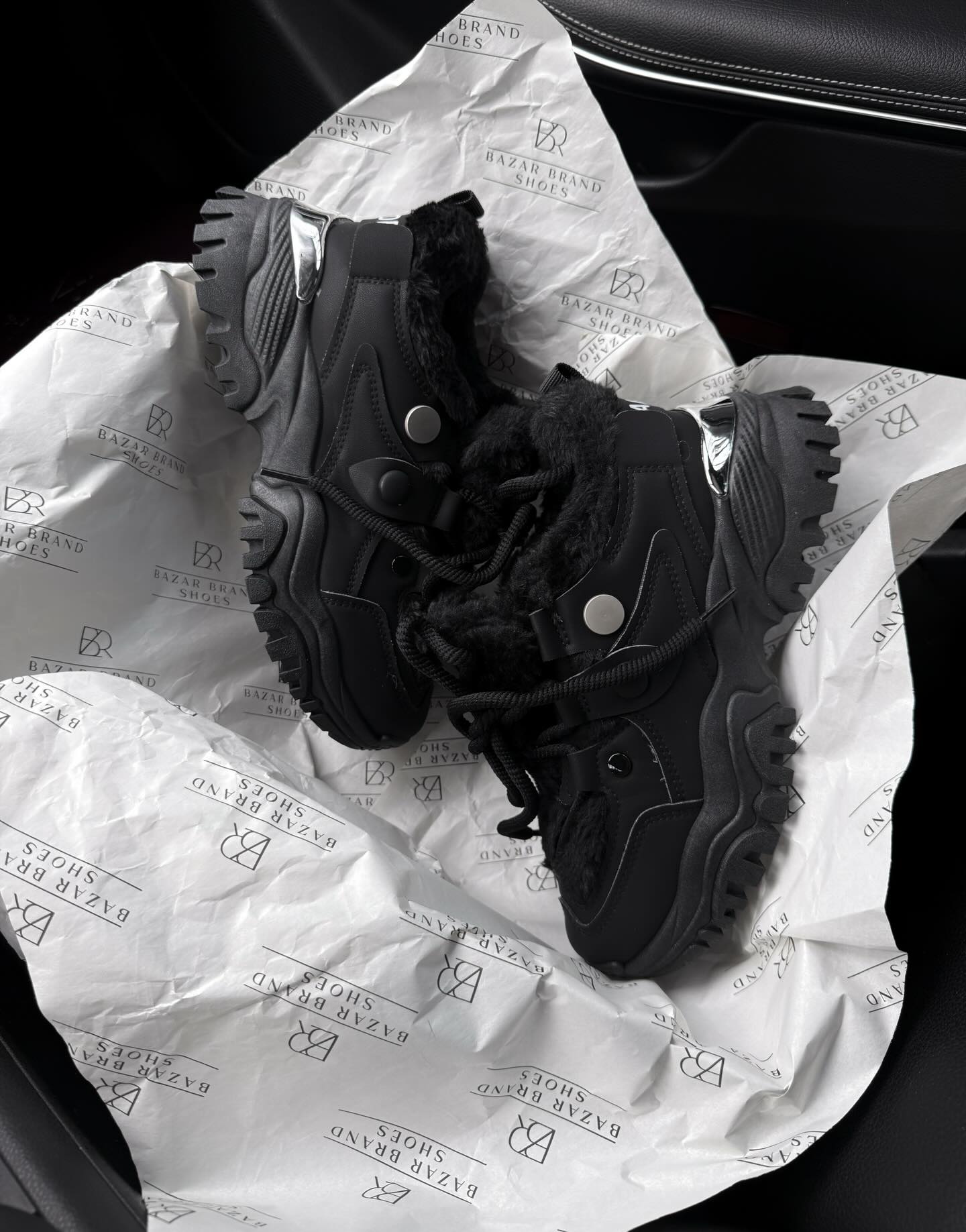 Platform Sneakers With Faux Fur Lining