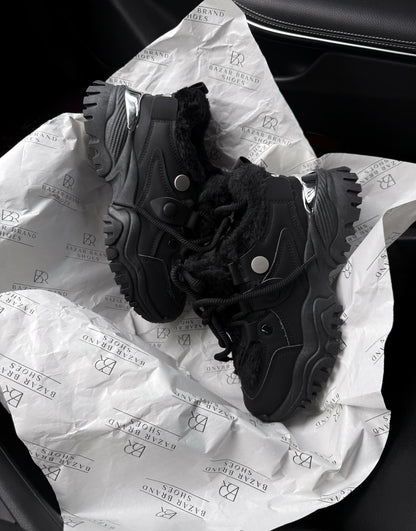 Platform Sneakers With Faux Fur Lining