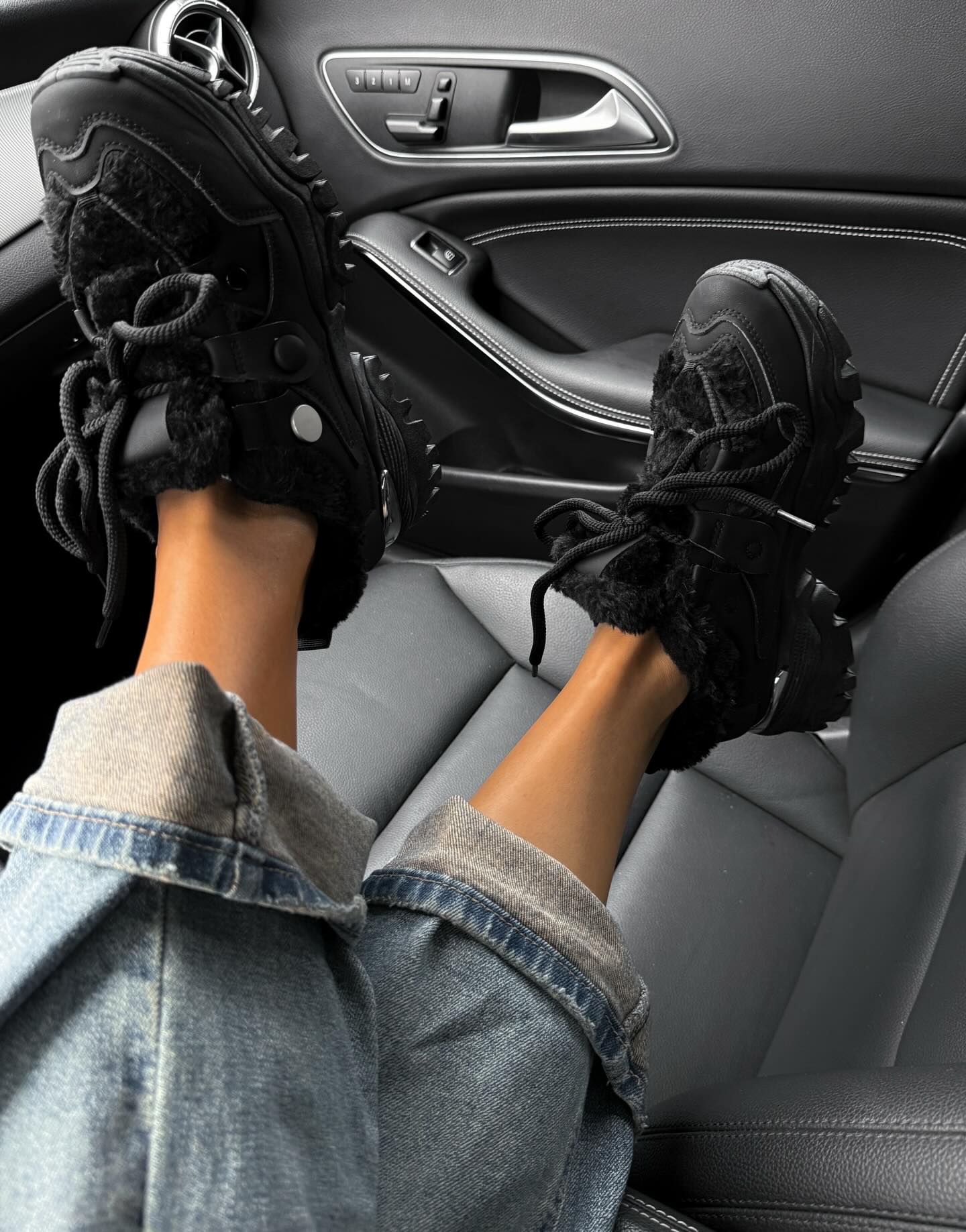 Platform Sneakers With Faux Fur Lining