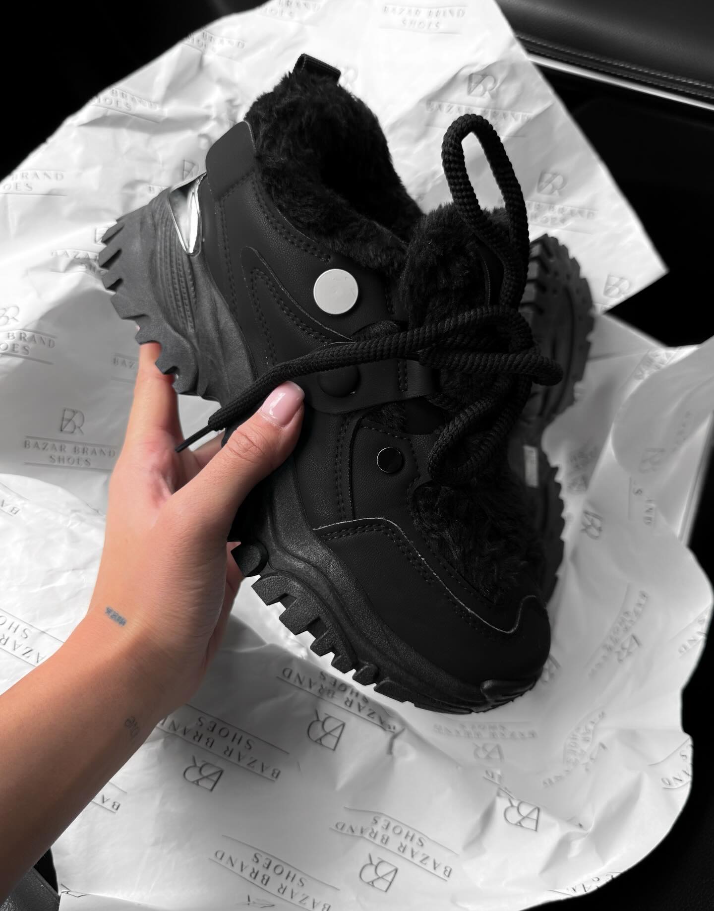 Platform Sneakers With Faux Fur Lining