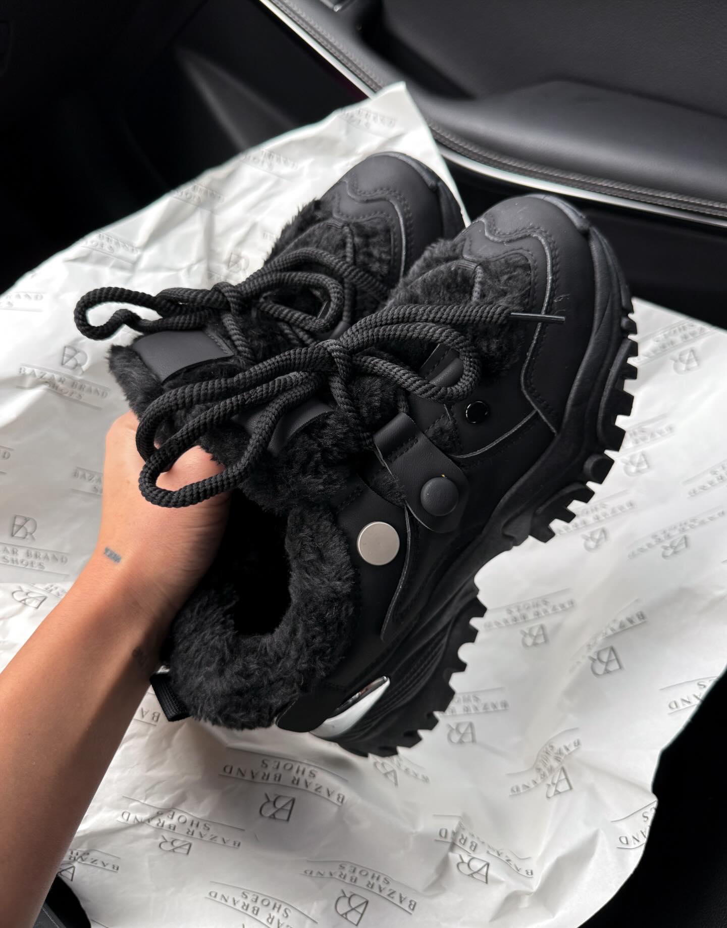 Platform Sneakers With Faux Fur Lining