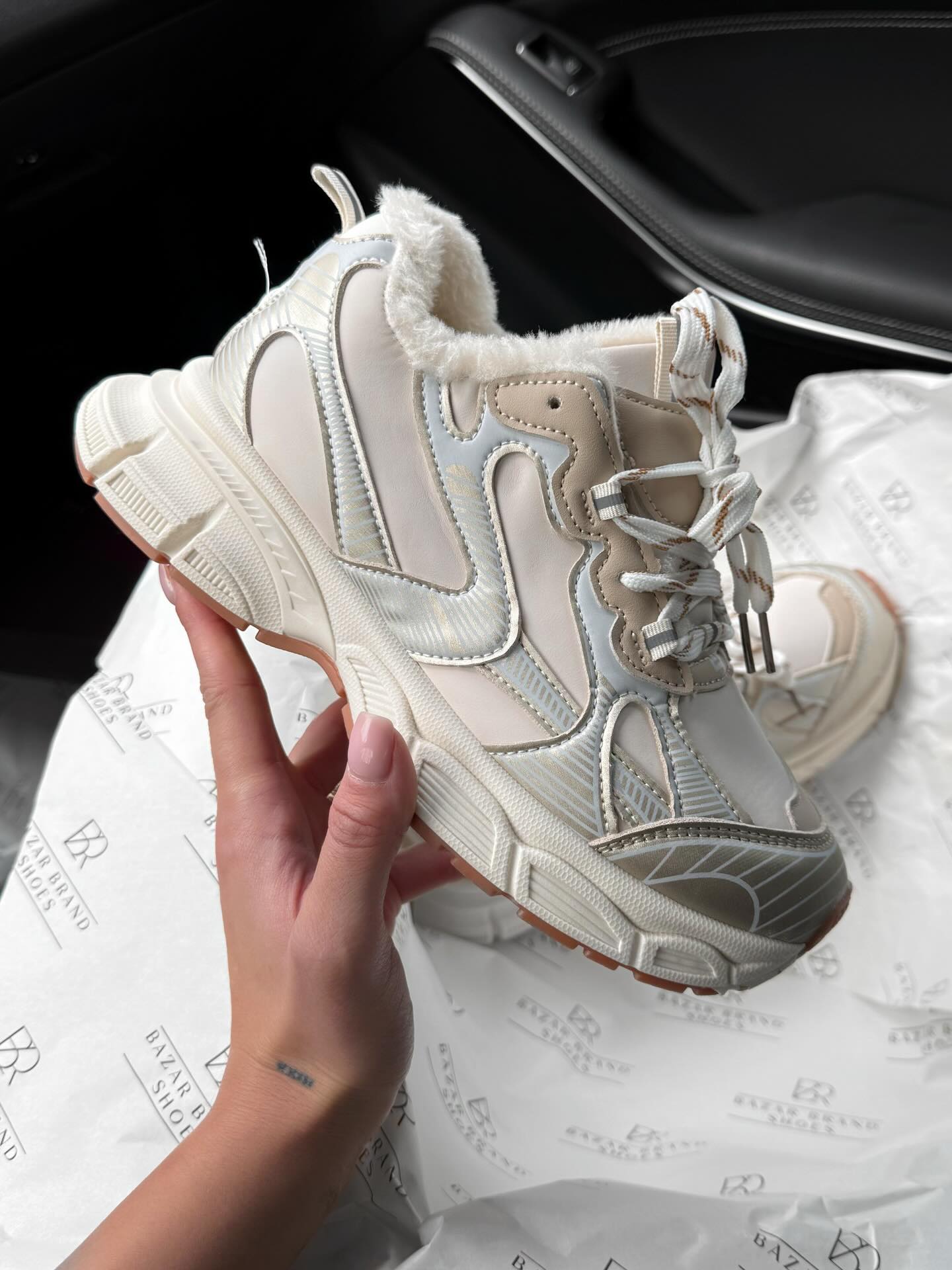 Platform Sneakers With Faux Fur Lining