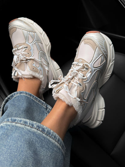 Platform Sneakers With Faux Fur Lining