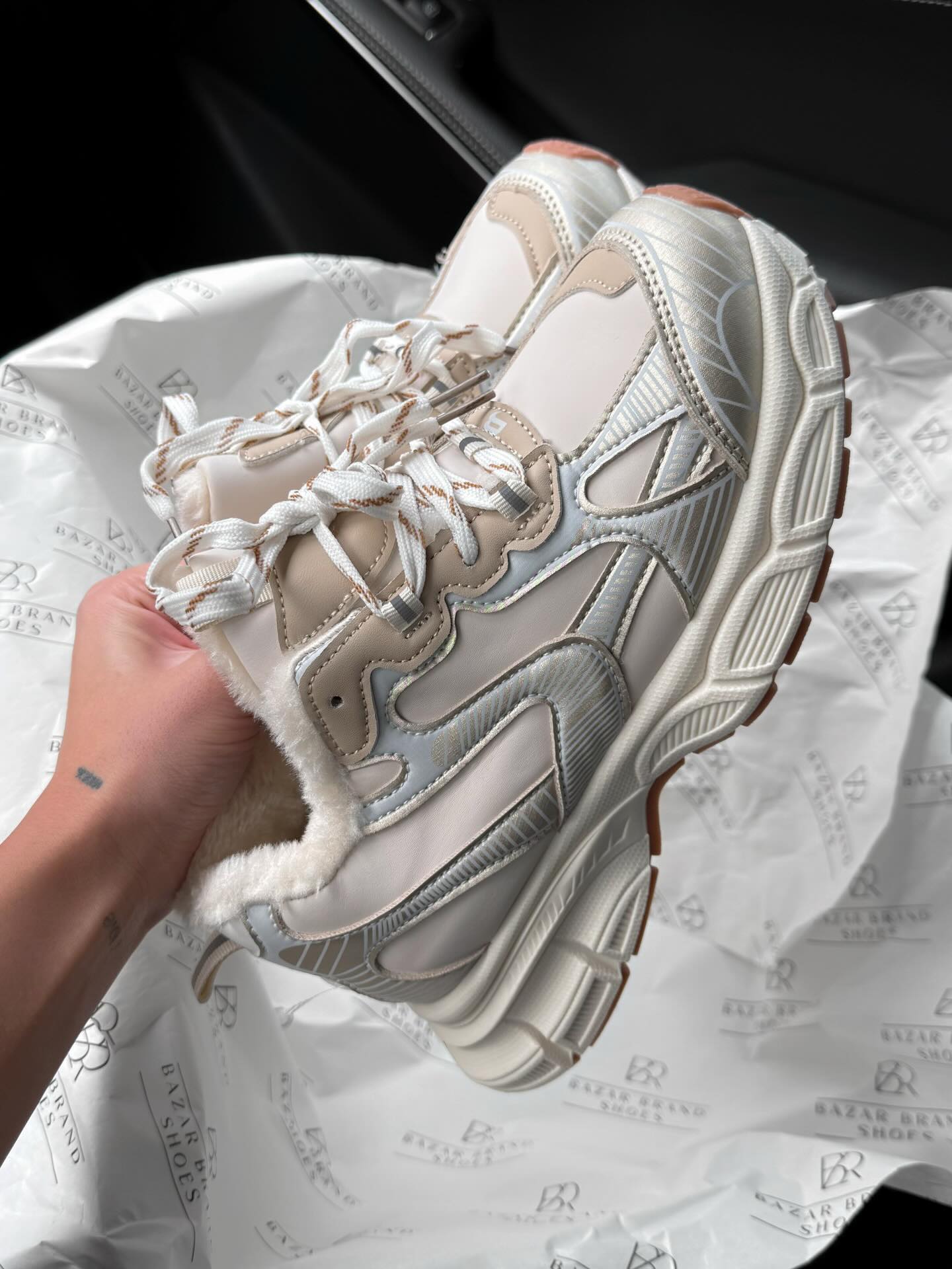 Platform Sneakers With Faux Fur Lining