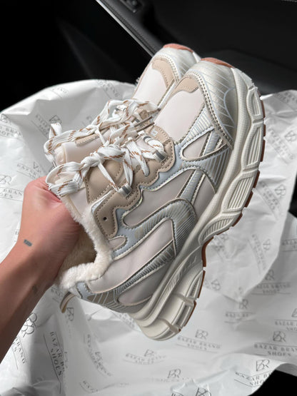 Platform Sneakers With Faux Fur Lining