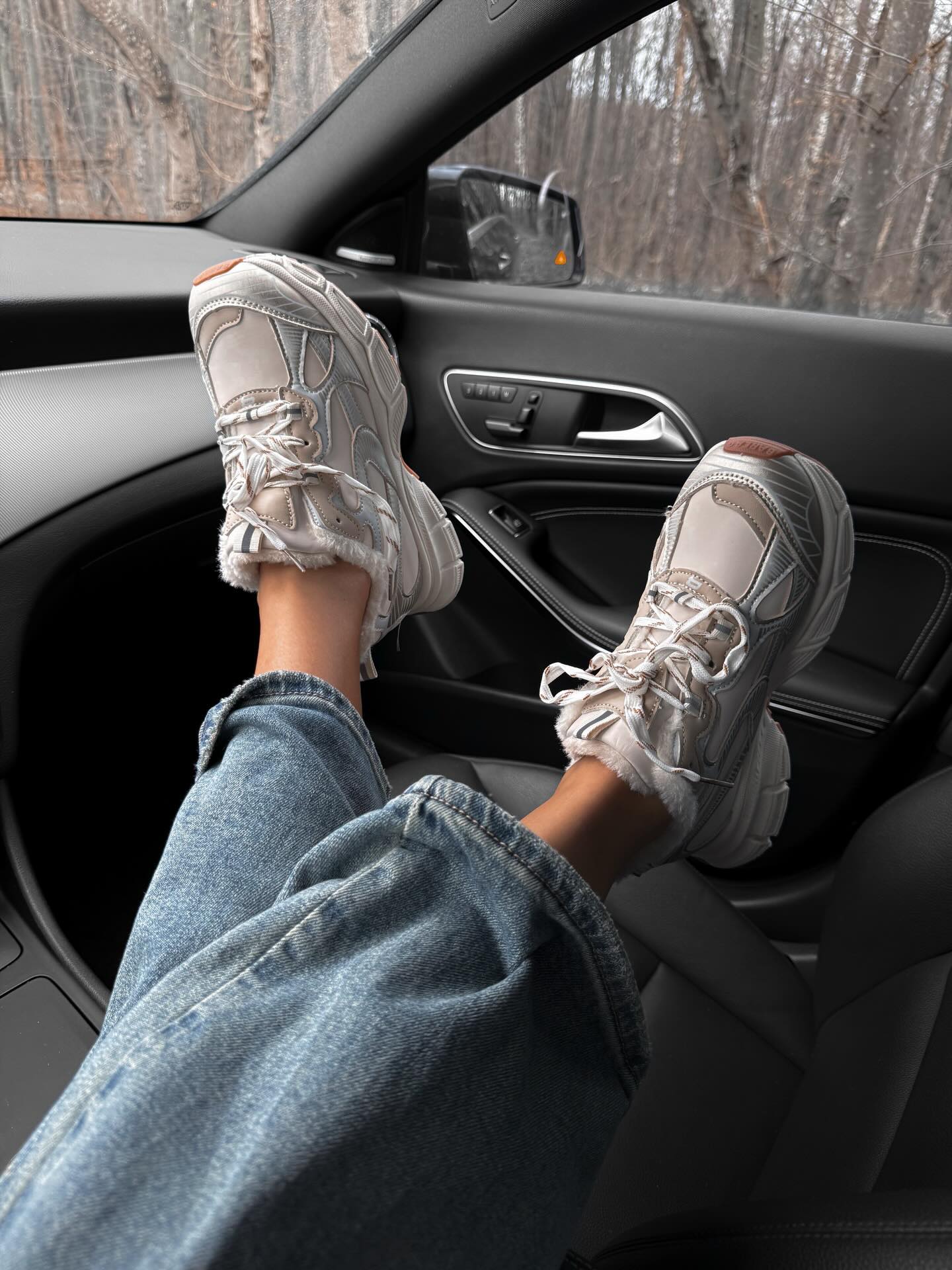 Platform Sneakers With Faux Fur Lining