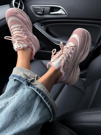 Platform Sneakers With Faux Fur Lining