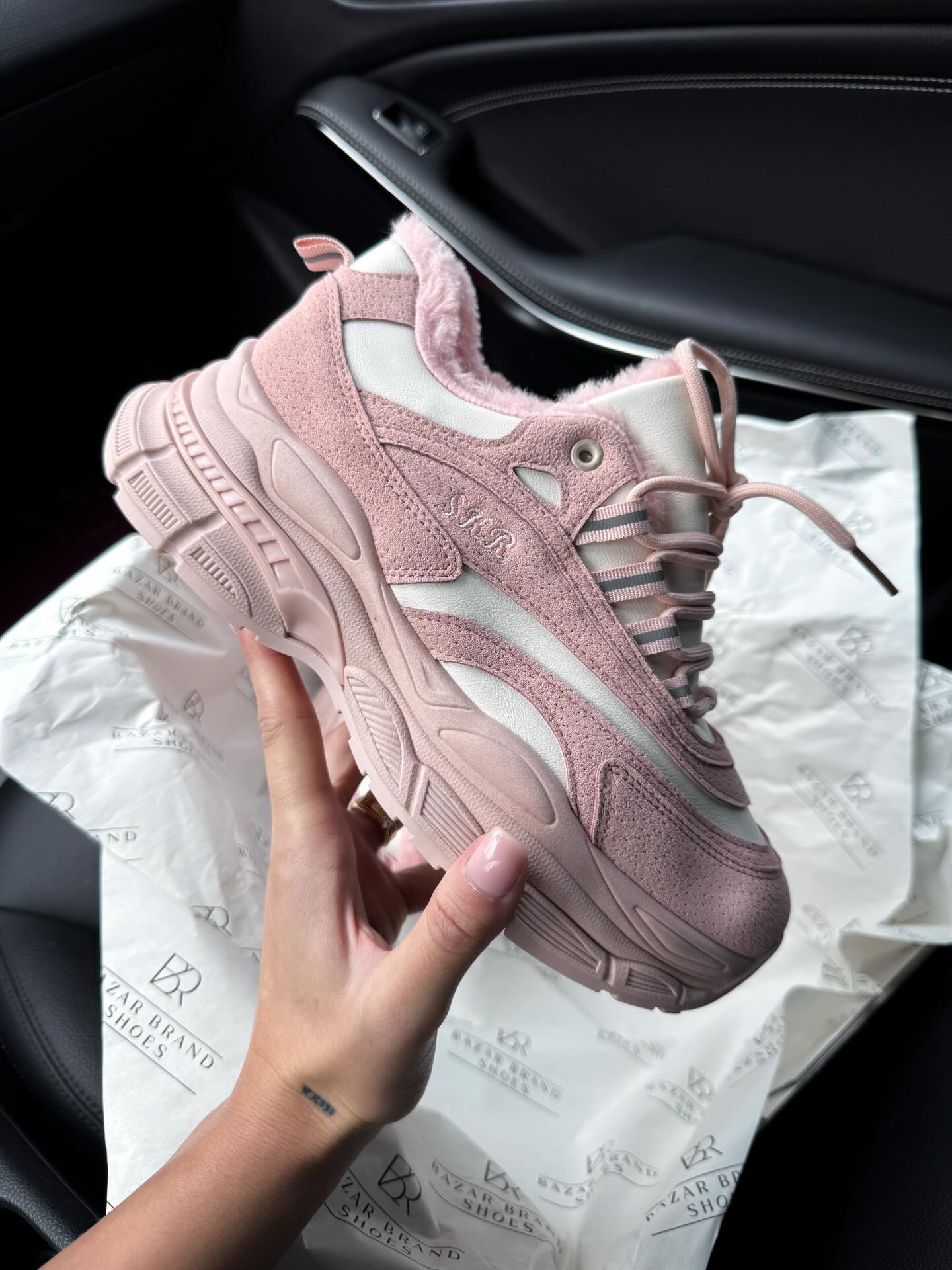 Platform Sneakers With Faux Fur Lining