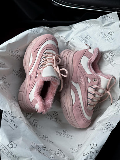 Platform Sneakers With Faux Fur Lining