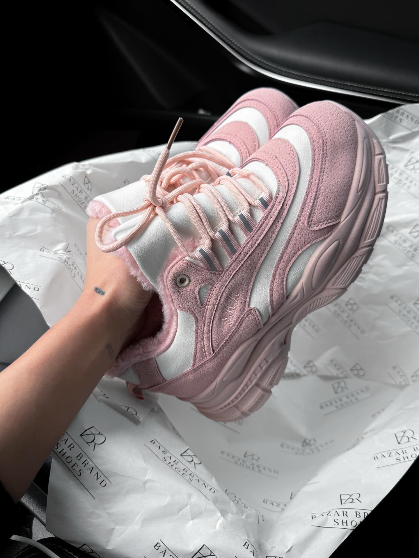 Platform Sneakers With Faux Fur Lining