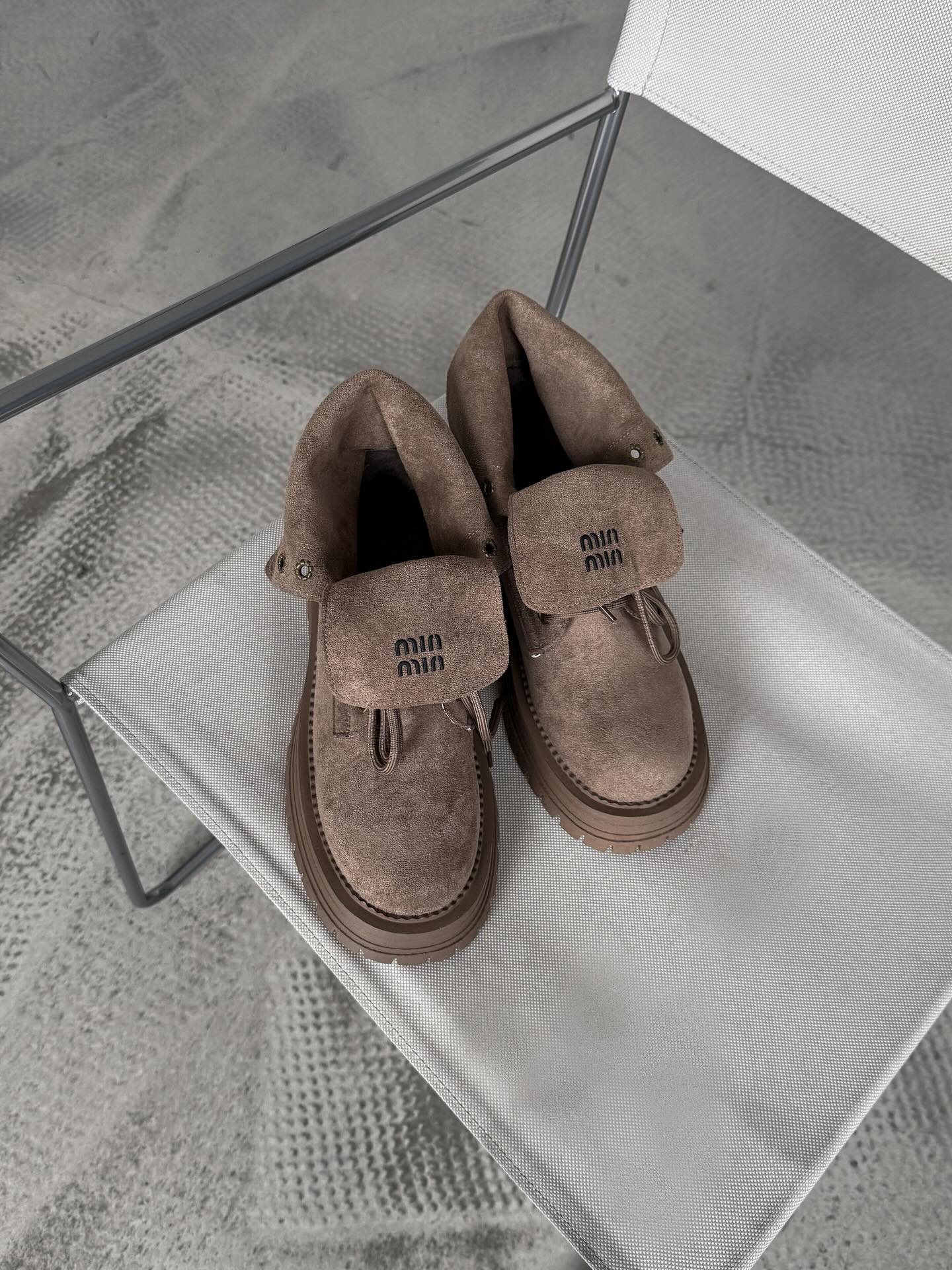 Suede Boots With Cushioned Fold-Over Collar