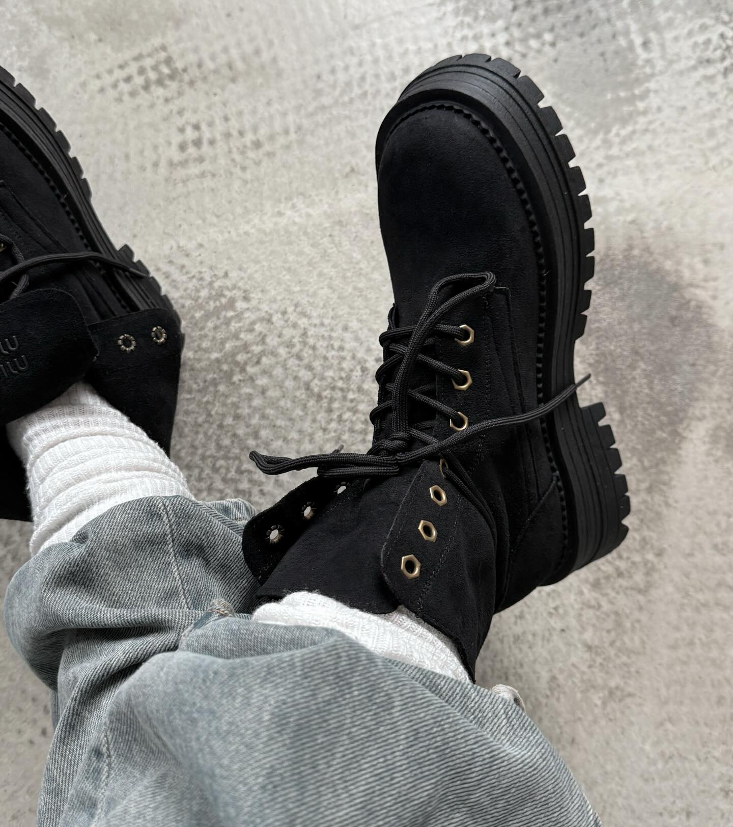 Suede Boots With Cushioned Fold-Over Collar