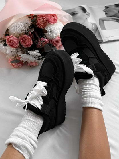 Platform Sneakers With Ribbon Laces