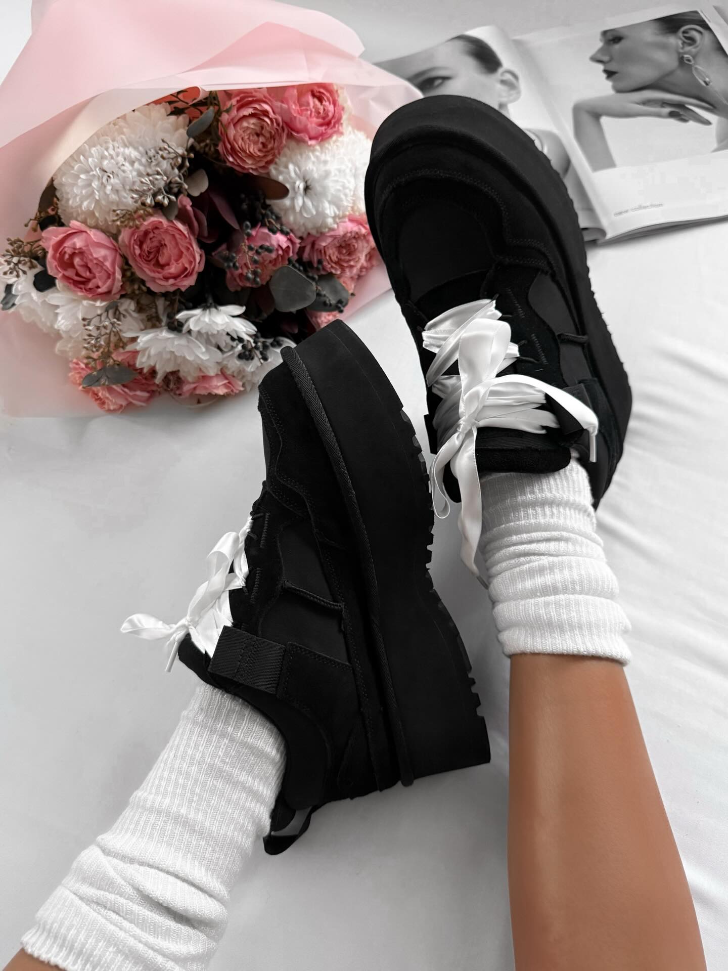 Platform Sneakers With Ribbon Laces