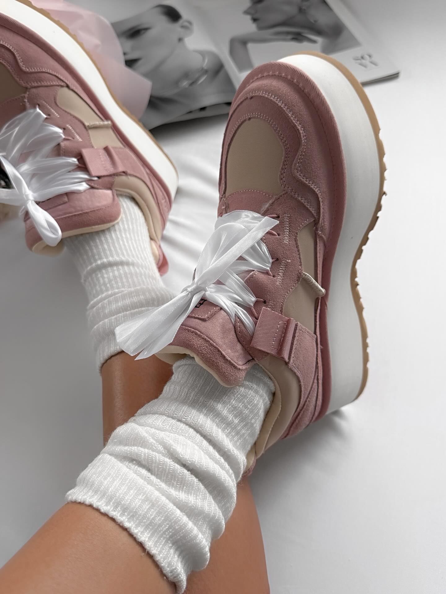 Platform Sneakers With Ribbon Laces