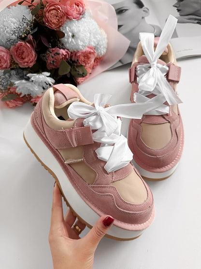 Platform Sneakers With Ribbon Laces