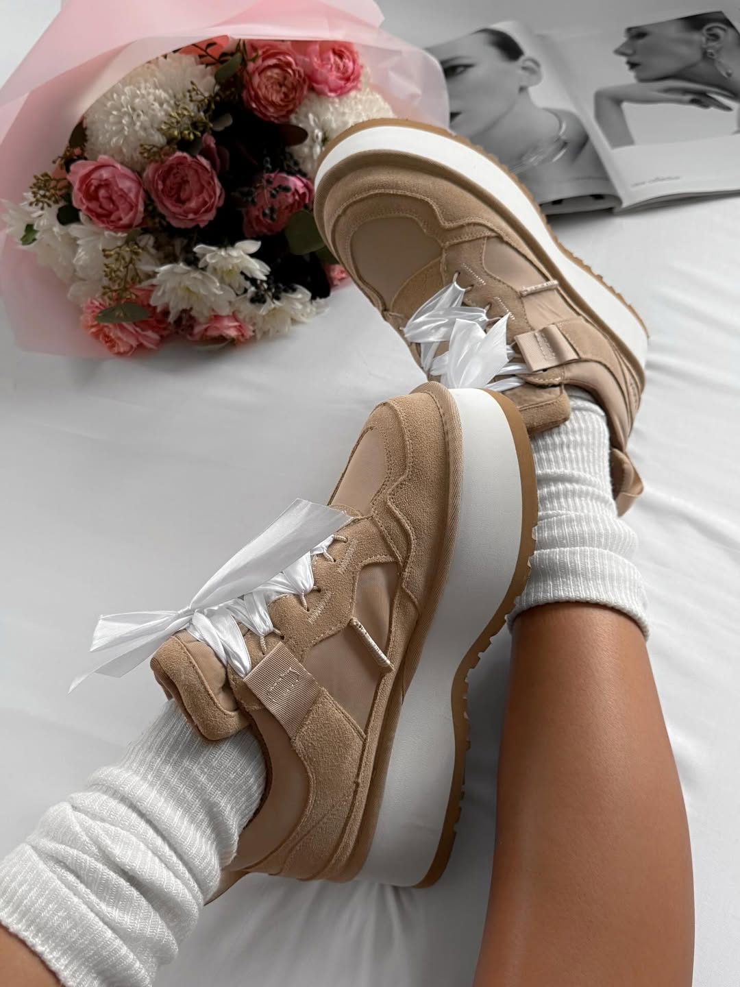 Platform Sneakers With Ribbon Laces