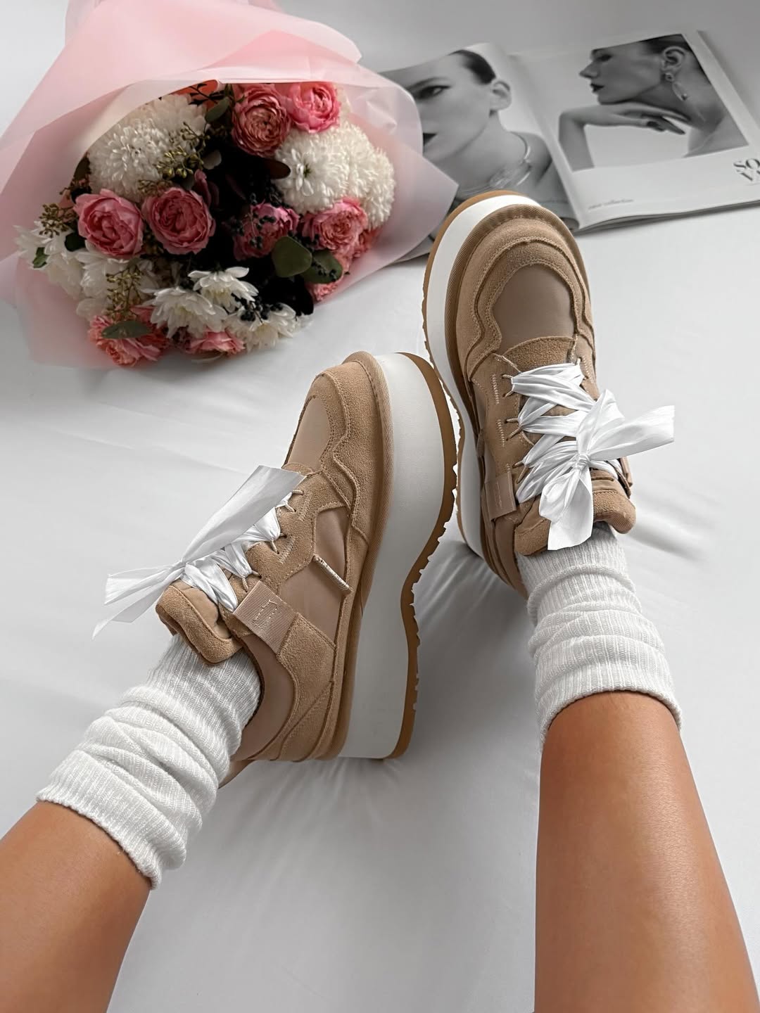 Platform Sneakers With Ribbon Laces