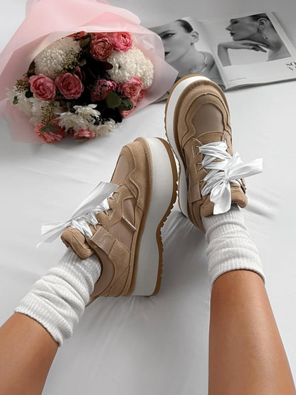 Platform Sneakers With Ribbon Laces