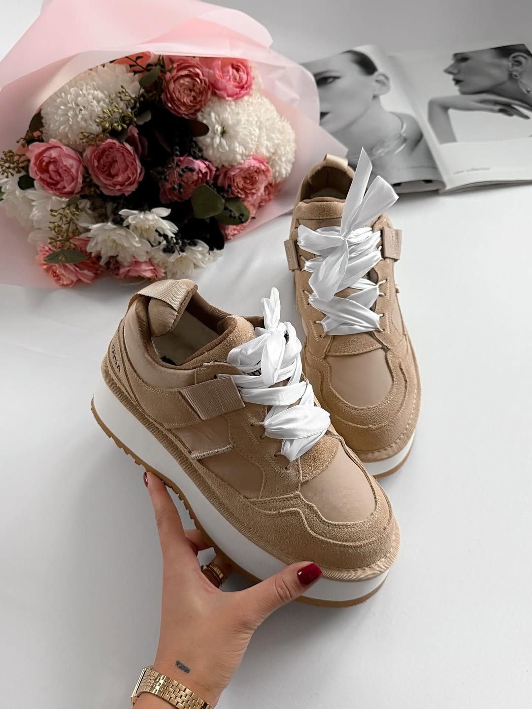 Platform Sneakers With Ribbon Laces