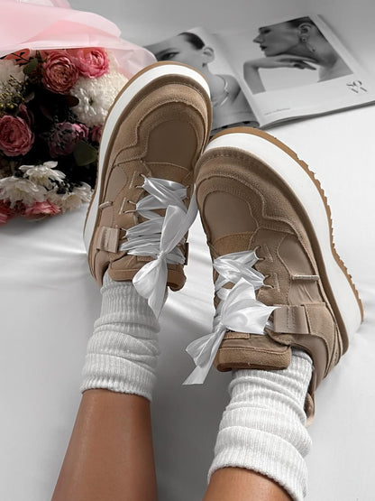 Platform Sneakers With Ribbon Laces