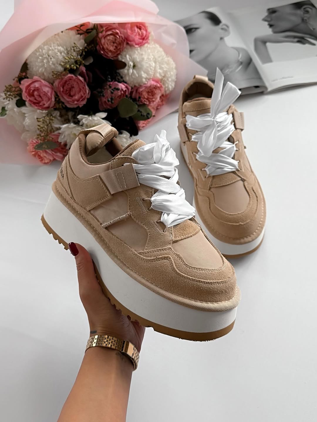Platform Sneakers With Ribbon Laces