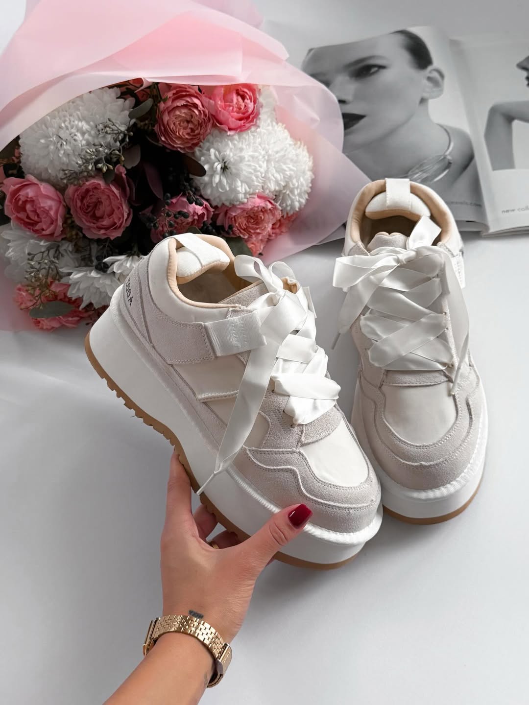 Platform Sneakers With Ribbon Laces