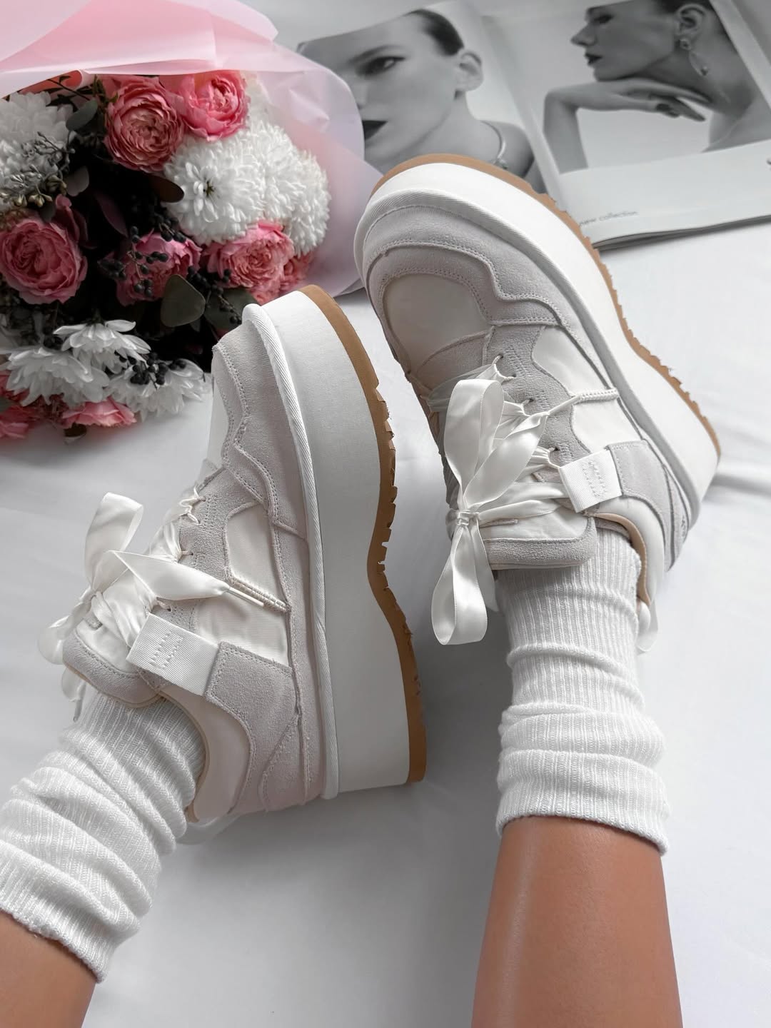 Platform Sneakers With Ribbon Laces