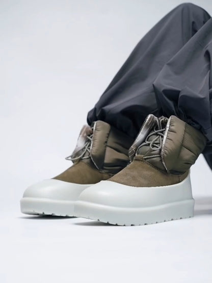 Olive Nubuck Boots With Foam Platform Sole