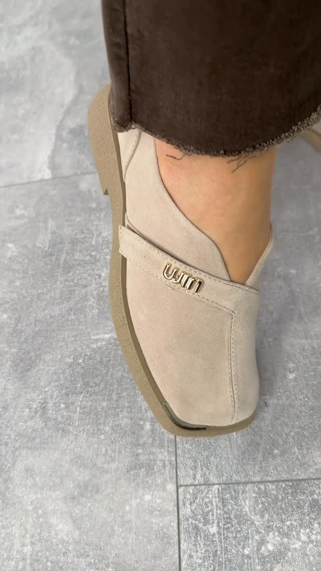 Suede Slip-On Shoes With Gold Logo Strap