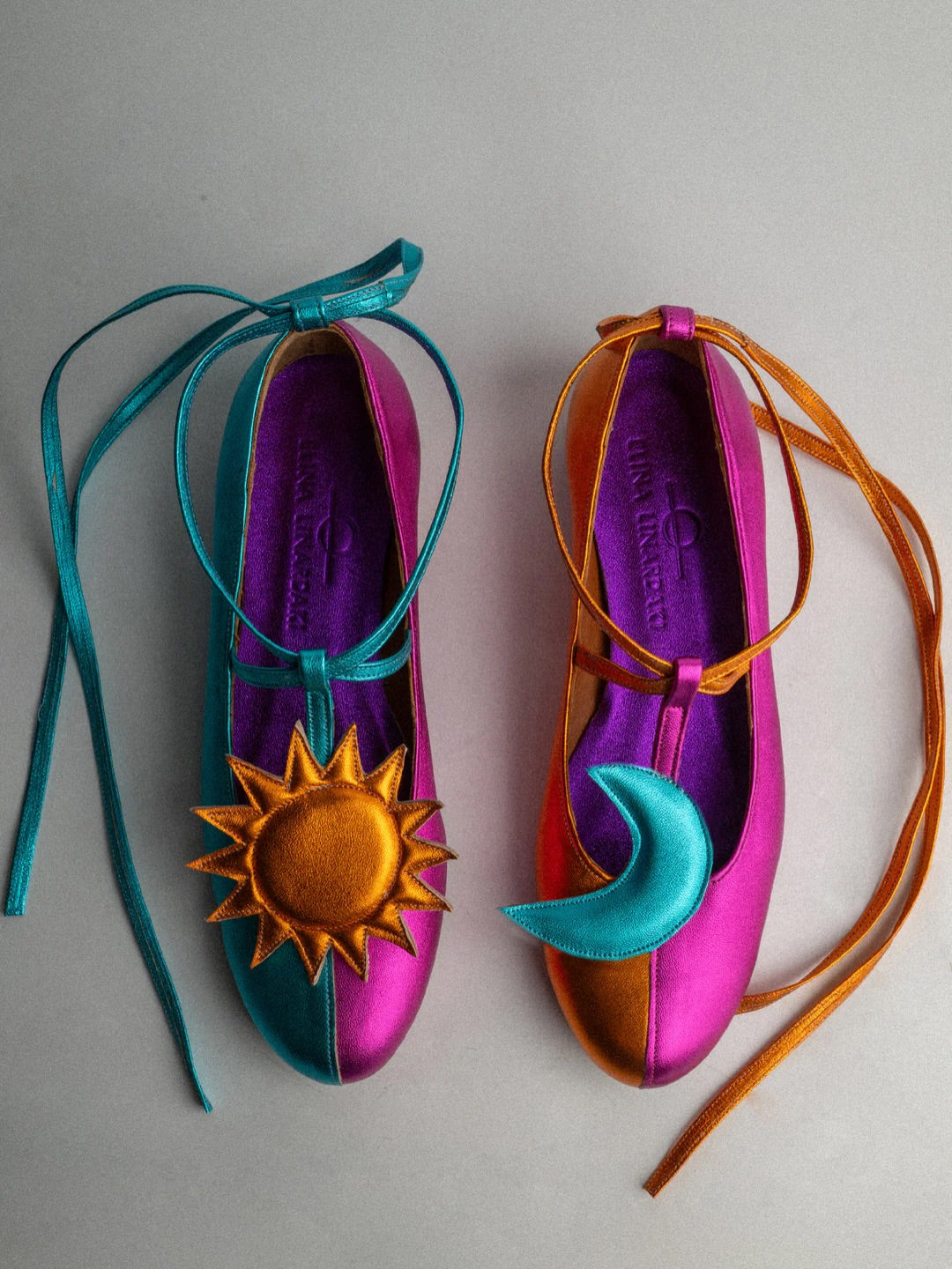 Ballet Flats With Moon And Sun Embellishments