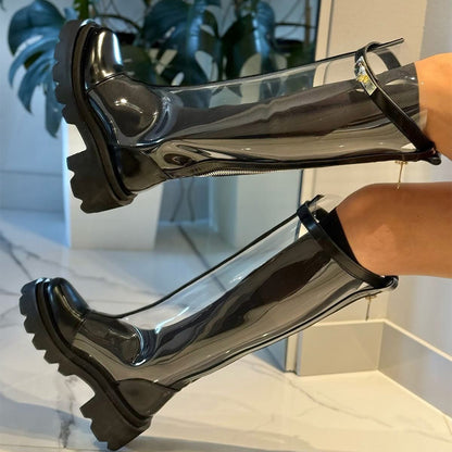 Fashion See-through Platform Boots