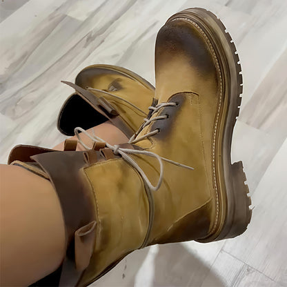 Thick-soled Belt Buckle Embellished Martin Boots