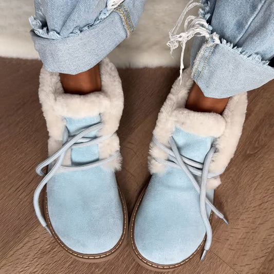 Fleece-lined Round-toe Winter Boots Flats