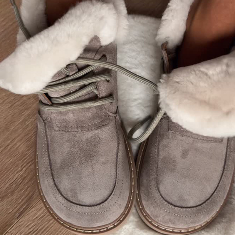 Flat Round Toe Fleece Snow Boots