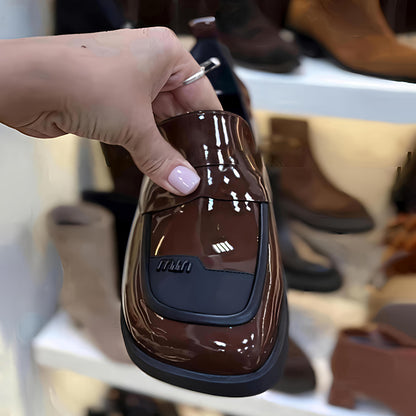 Patchwork Square Heeled Loafers