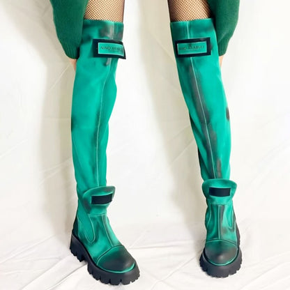 Zip Up Thick-soled Over-the-knee Boots