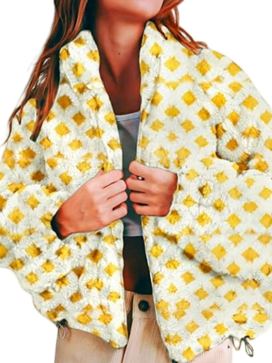 Lamb Wool Plaid Fashion Casual Loose Coat