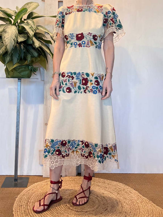Elegant Flower Lace Patchwork Dress