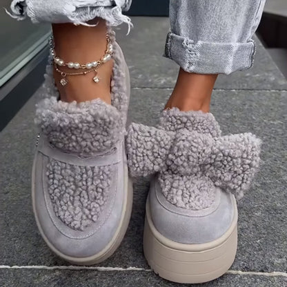 Platform Asymmetrical Bow Detail Snow Boots