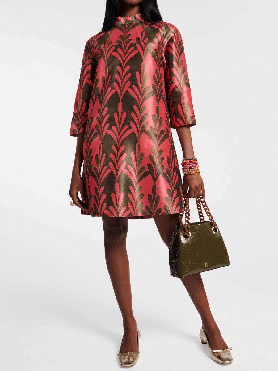 Elegant Print Back Bow Dress