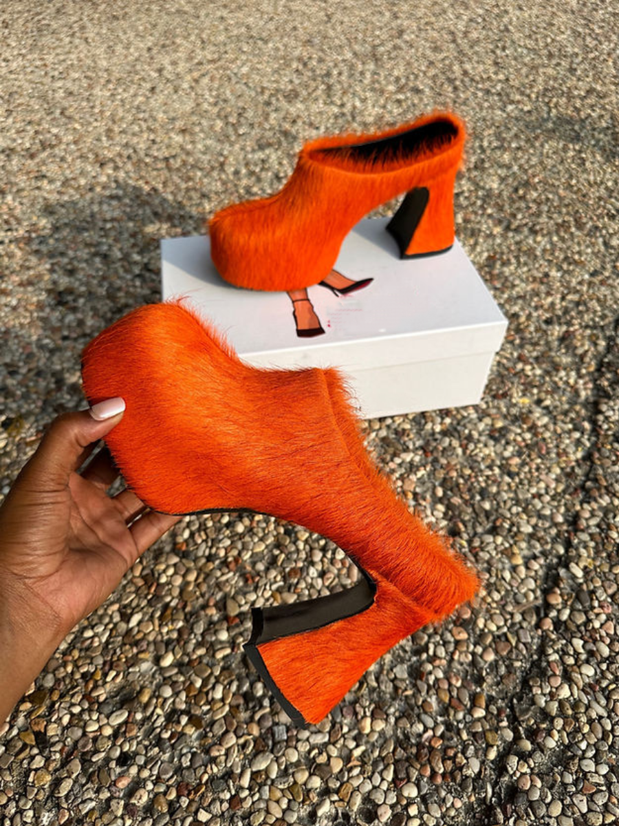 Fur Thick Heel Shoes