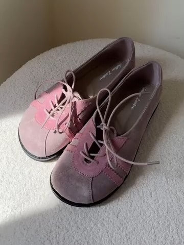 Black And White Lace-Up Casual Loafers