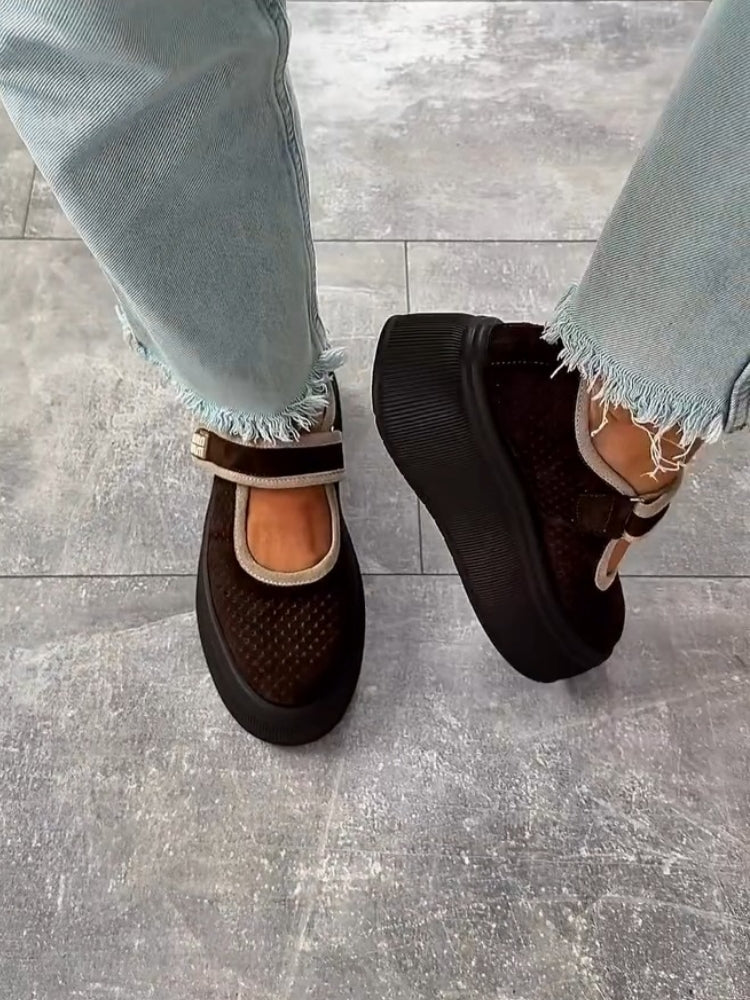 Mesh Platform Mary Jane Shoes