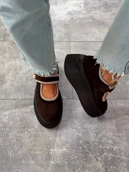 Mesh Platform Mary Jane Shoes