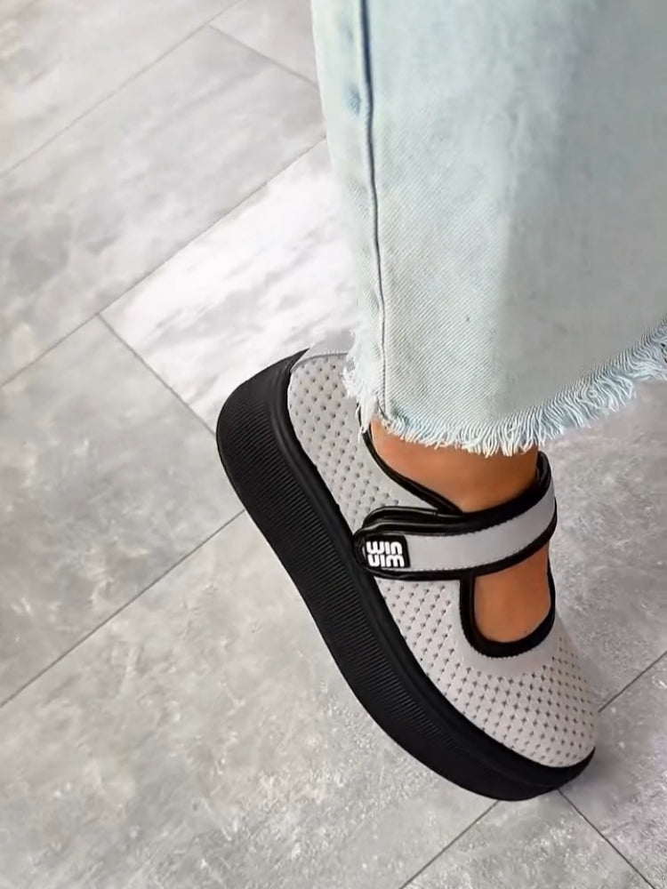 Mesh Platform Mary Jane Shoes